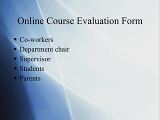 Proposal for Online Course Evaluations