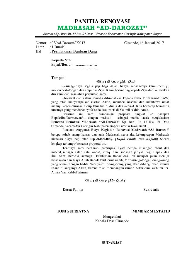 Proposal Renovasi Madrasah Ad Darozat