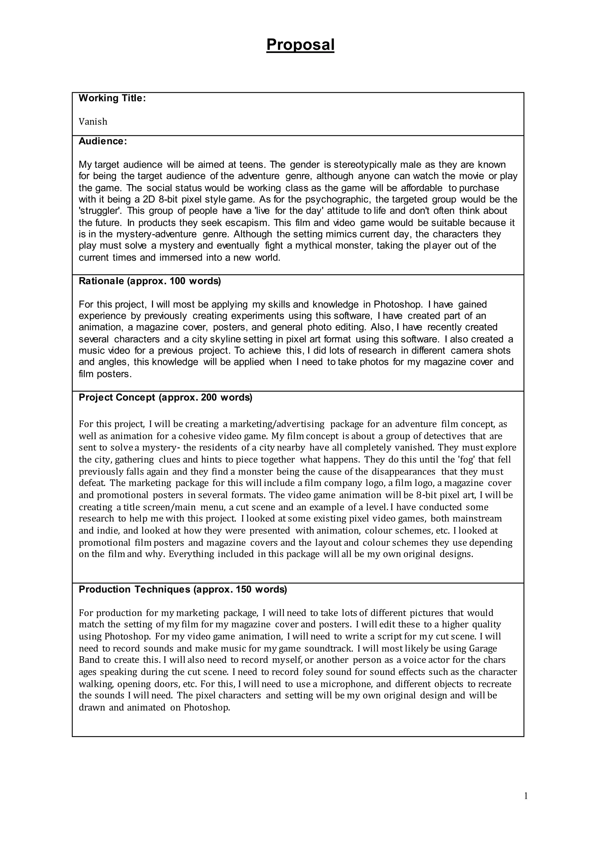 Adventure Project Proposal | DOCX