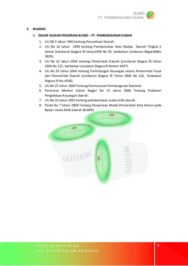 Proposal air minum dalam kemasan