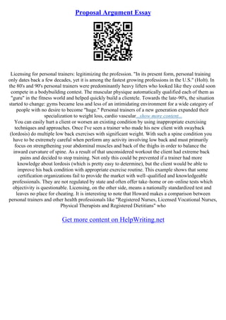 Proposal Argument Topic Examples Proposal Argument Essay Examples | PDF