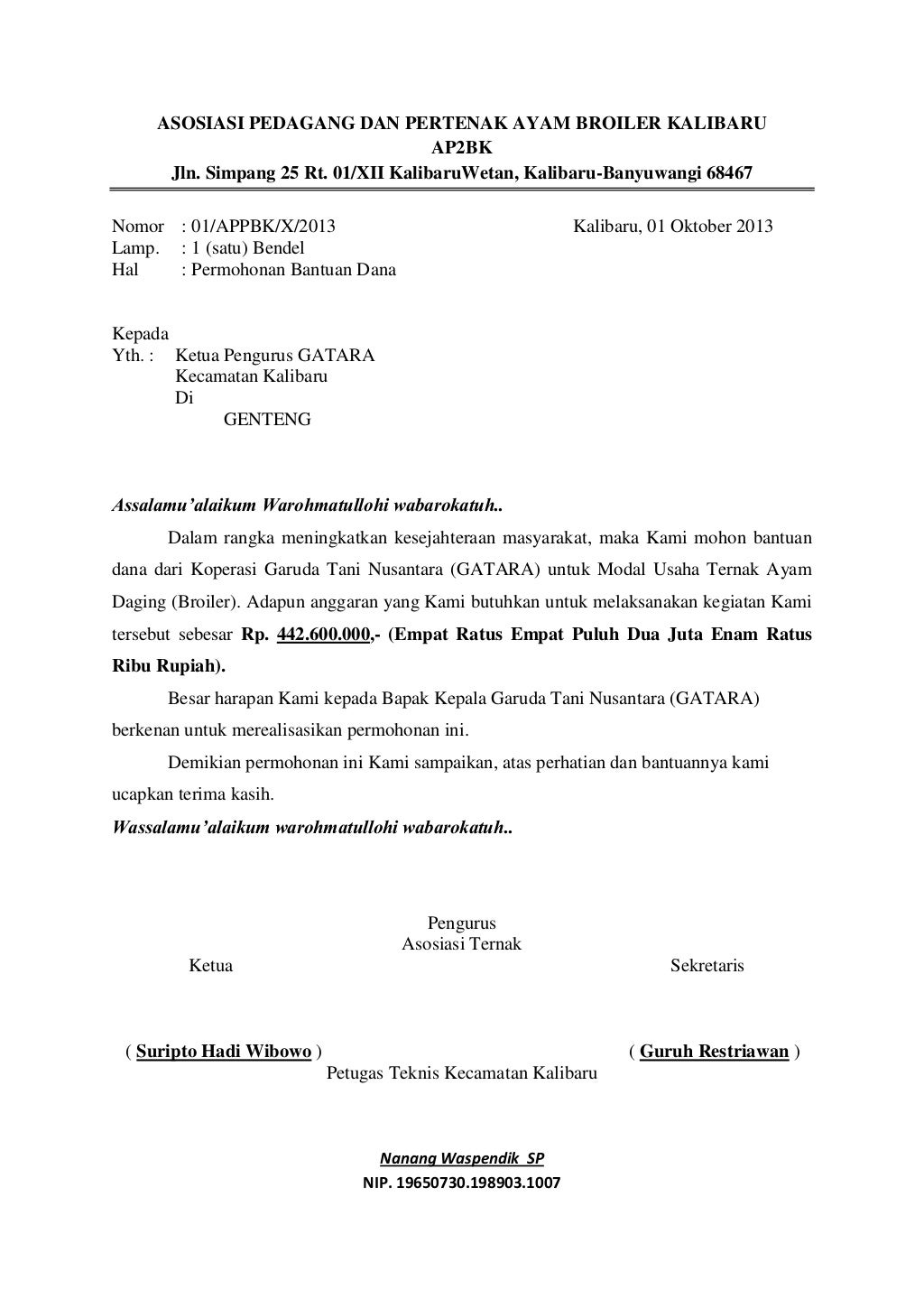 Proposal usaha ayam daging