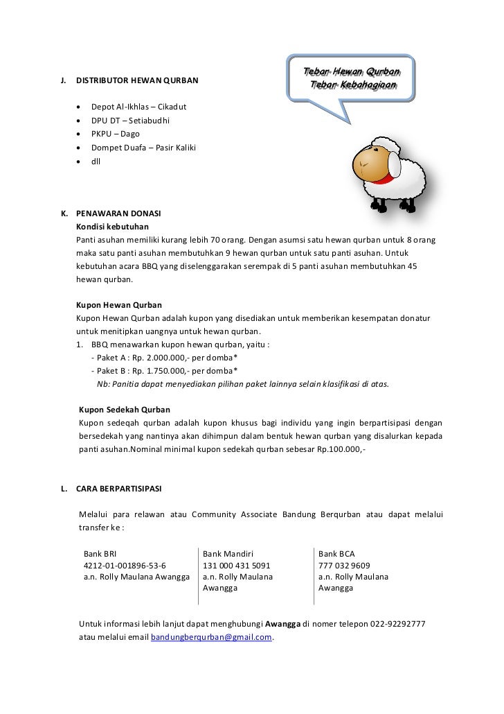 Contoh Surat Penawaran Hewan Qurban