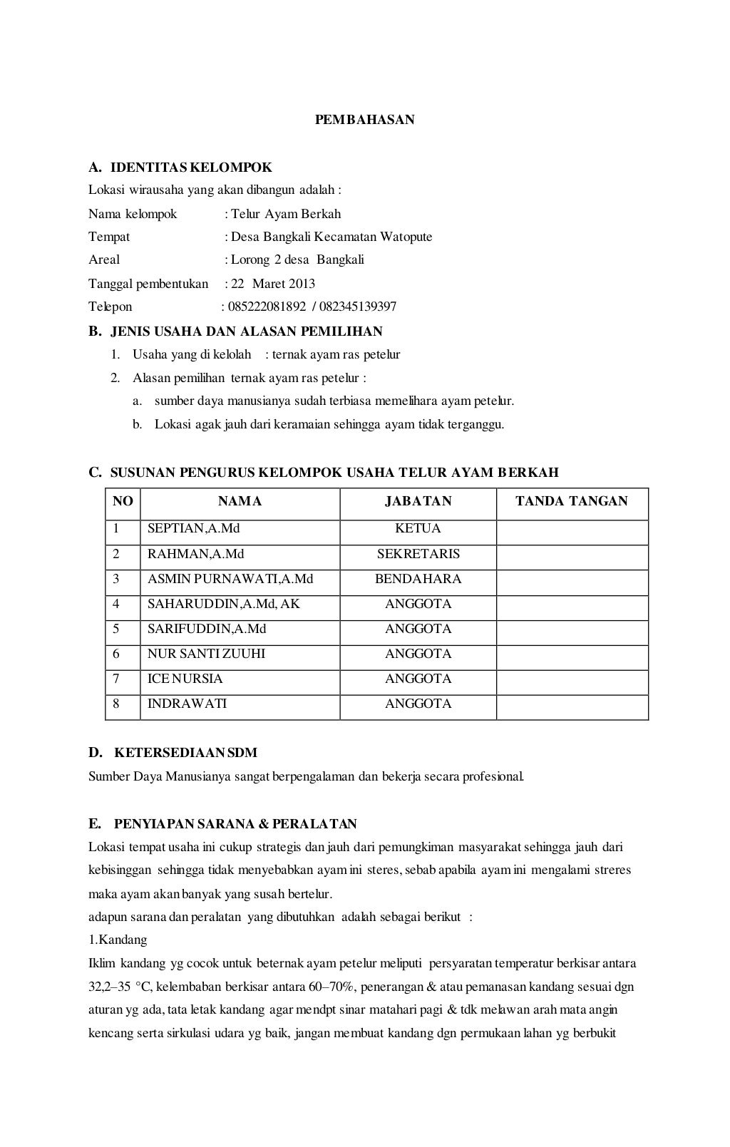 Proposal bantuan ayam petelur