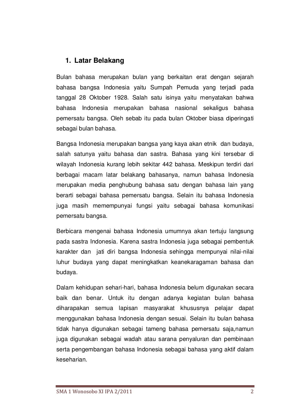 Contoh Proposal Bulan Bahasa