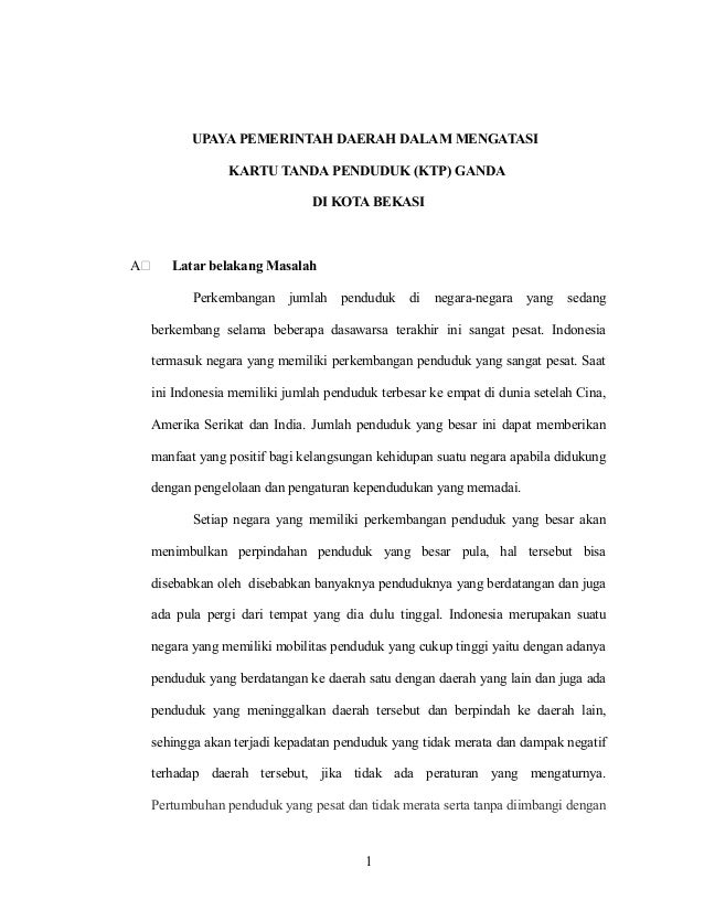 Upaya Pemerintah Daerah Dalam Mengatasi Kartu Tanda Penduduk Ktp