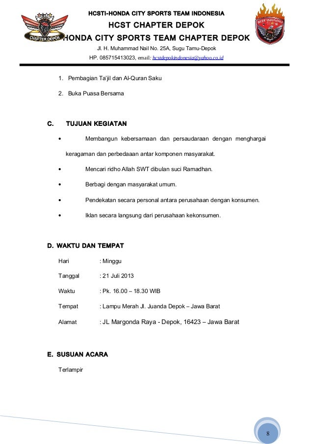 Proposal HCST Chapter Depok Peduli Ramadhan 1434 H