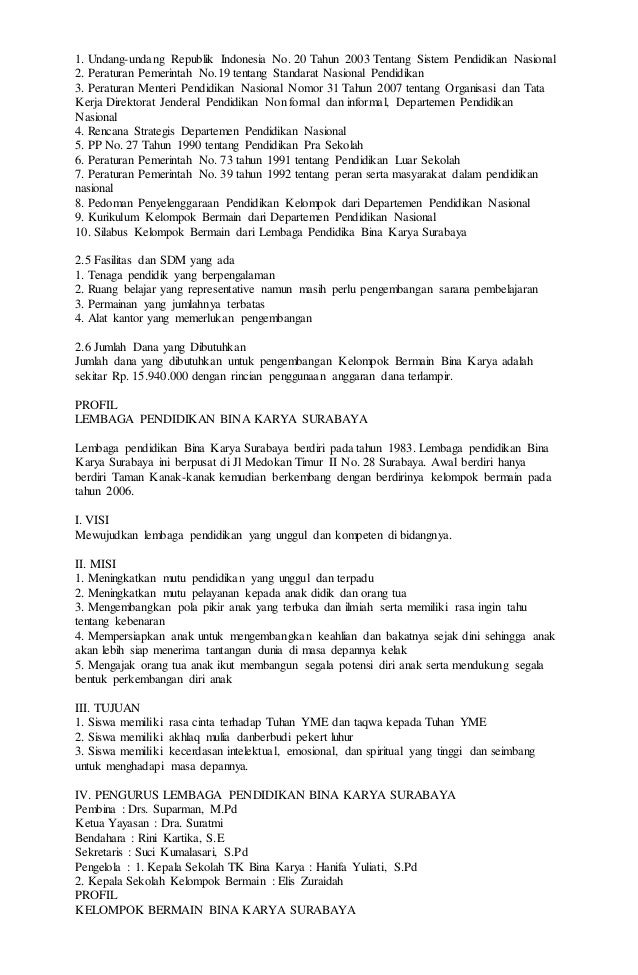 CONTOH PROPOSAL RINTISAN PAUD FREE DOWNLOAD