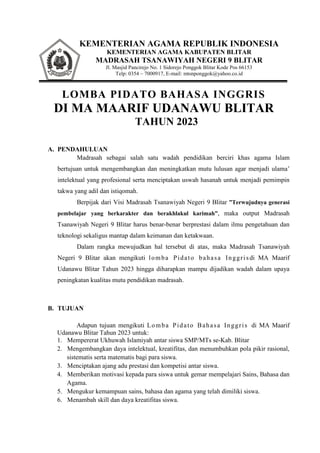 proposal lomba bahasa inggris tingkat kota | DOC