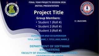 Comprehensive Final Year Project Presentation for Software Engineering ...
