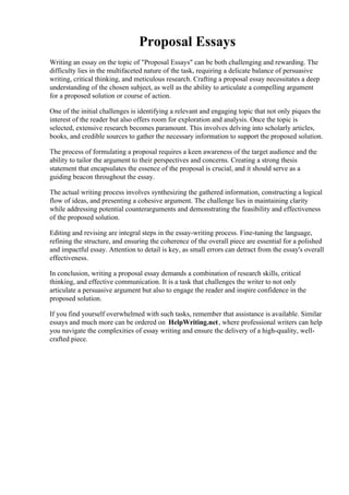 Proposal Essays | PDF