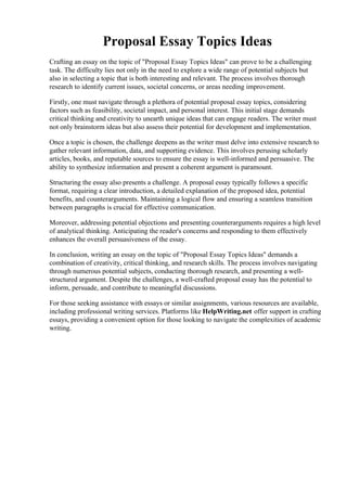 Proposal Essay Topics Ideas. Reflection Essay: Proposing a solution ...