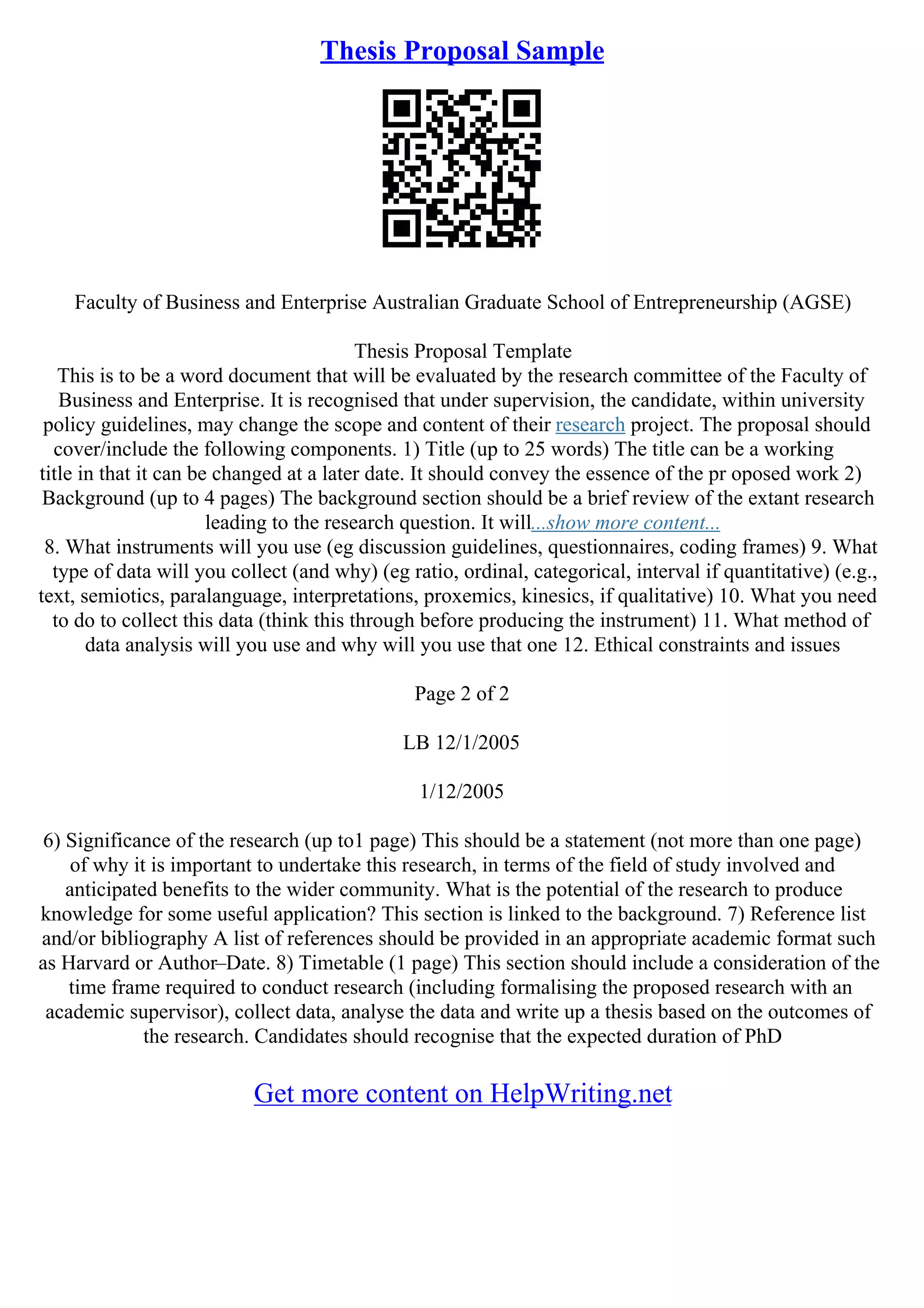 Proposal Example Essay | PDF | Science