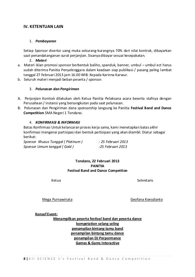 contoh sponsorship kontrak festival dance Proposal
