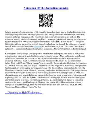 Animation Dissertation Example Proposal For A Animation Dissertation | PDF