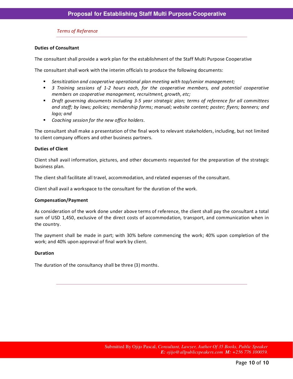 Proposal for establishing staff multi purpose cooperative