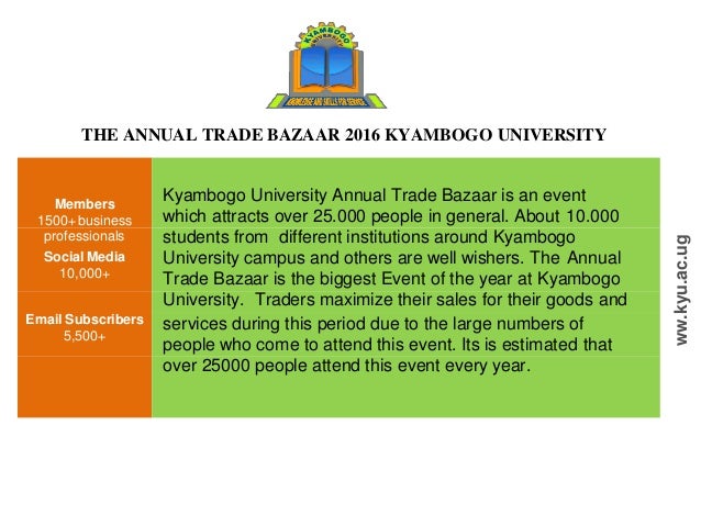 Proposal For Kyambogo Trade Bazaar 2016