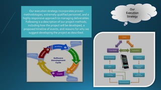 Our
Execution
Strategy
Our execution strategy incorporates proven
methodologies, extremely qualified personnel, and a
highly responsive approach to managing deliverables.
Following is a description of our project methods,
including how the project will be developed, a
proposed timeline of events, and reasons for why we
suggest developing the project as described.
 