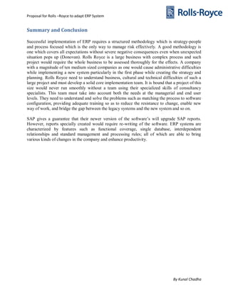 Proposal for rolls royce to adapt an erp system | PDF