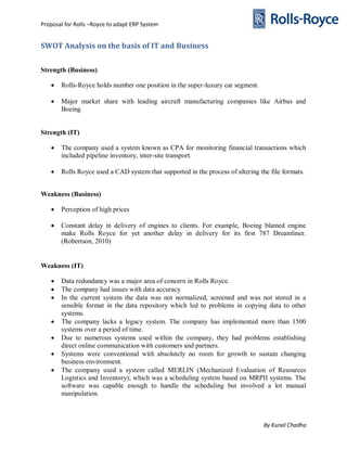 Proposal for rolls royce to adapt an erp system | PDF