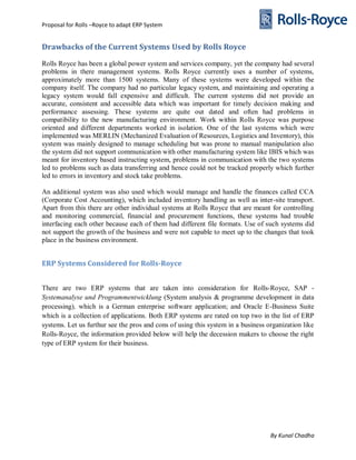 Proposal for rolls royce to adapt an erp system | PDF