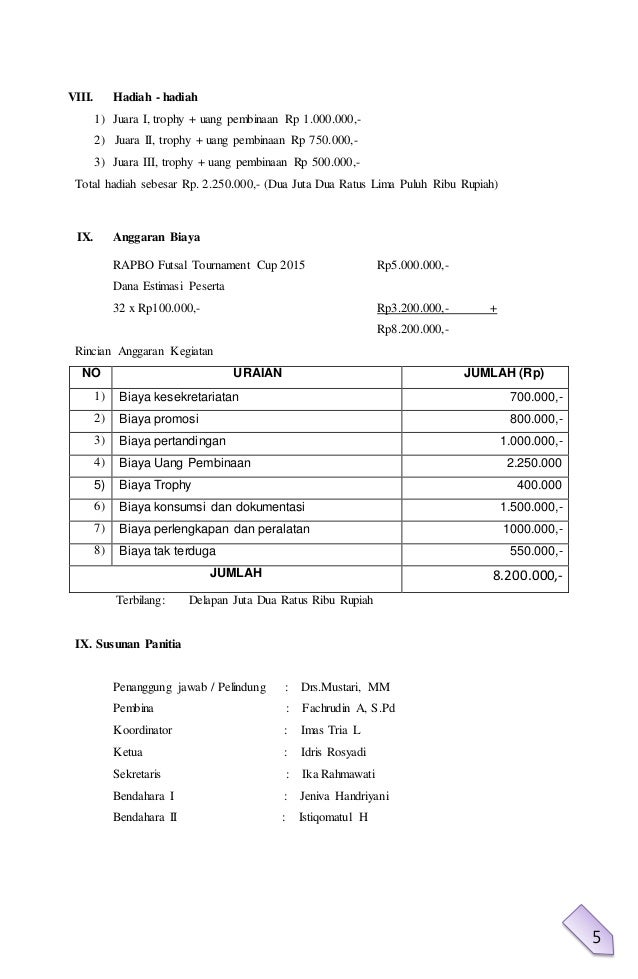 Contoh Proposal Anggaran Dana - Contoh M
