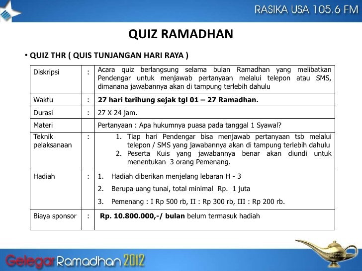 Proposal gelegar ramadhan 2012 Rasika USA 105,6 FM