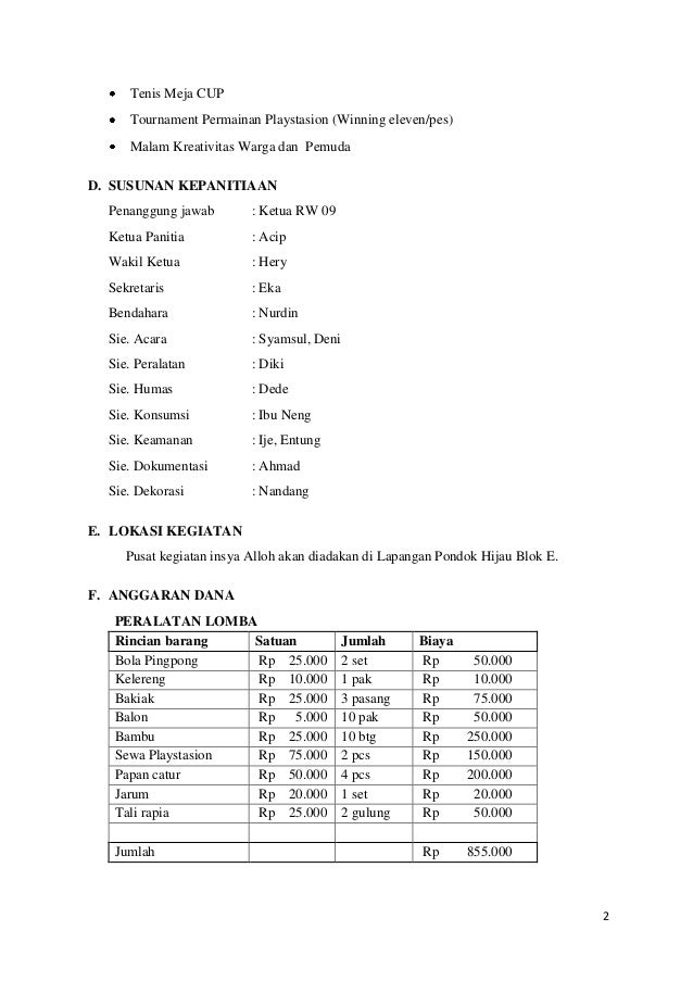 Contoh Proposal Hut Kemerdekaan Ri Ke 72 Berbagi Contoh Proposal