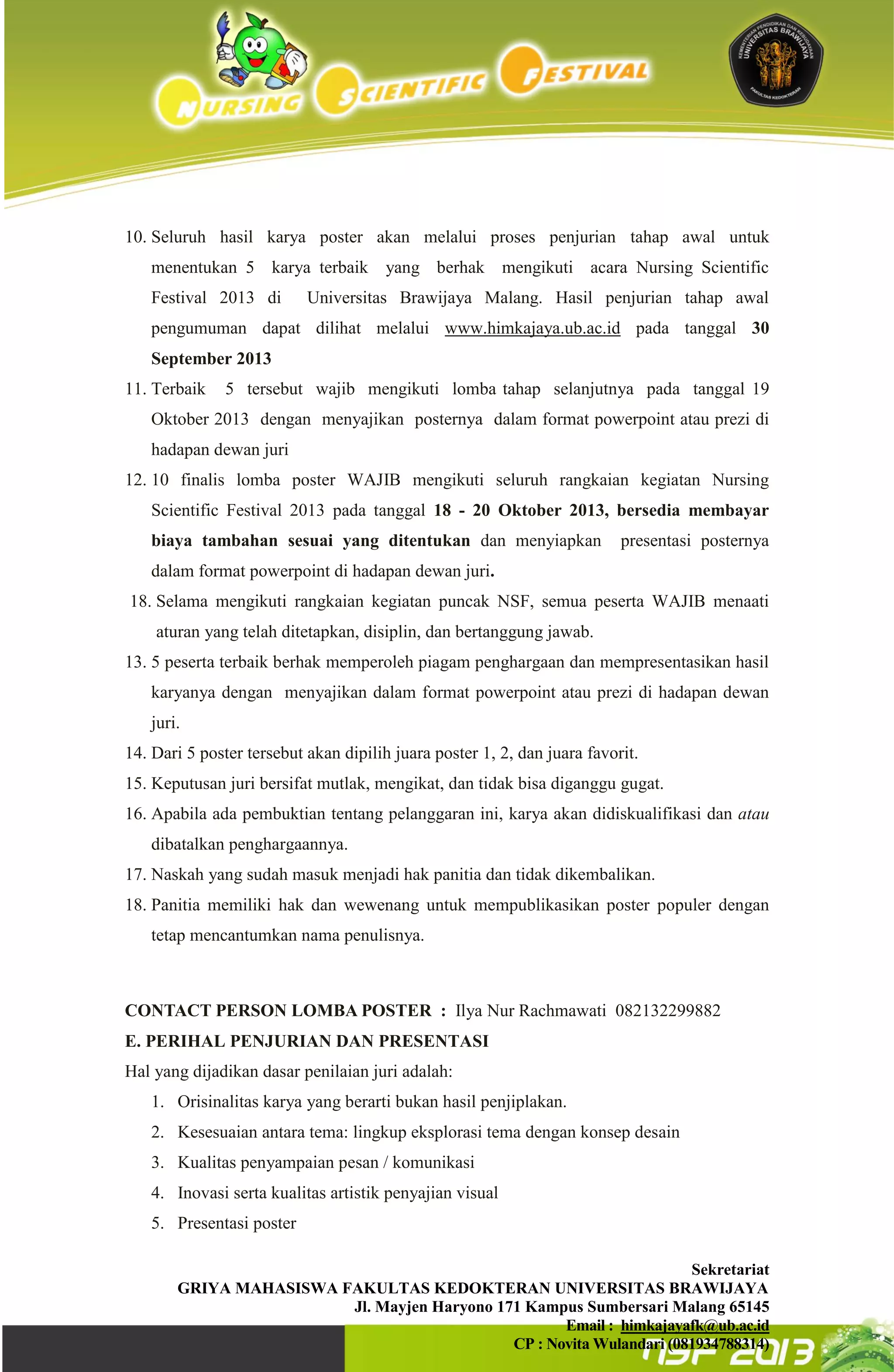 Proposal institusi nsf 2013 universitas brawijaya | PDF