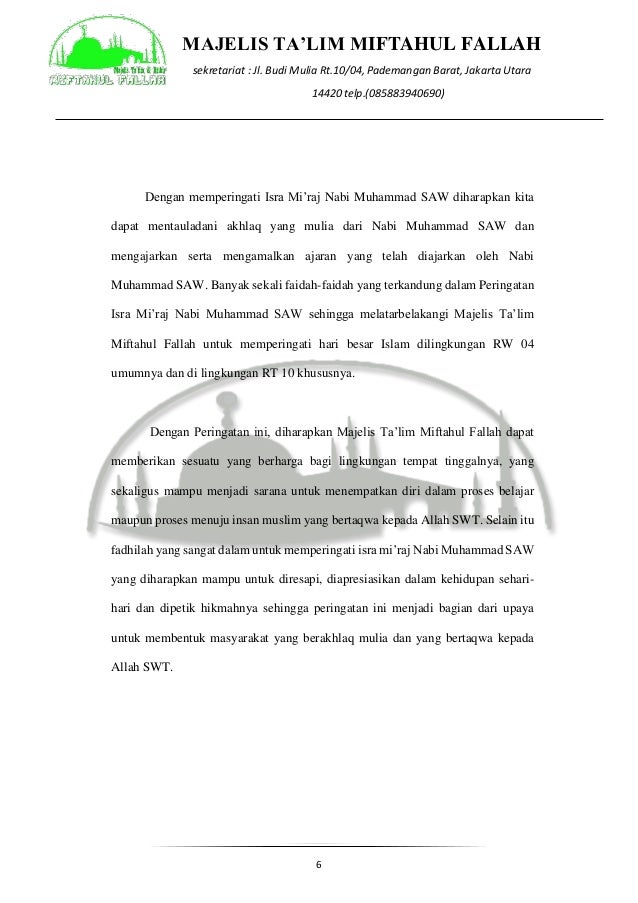 Contoh Surat Permohonan Dana Isra Miraj - Kumpulan Surat 