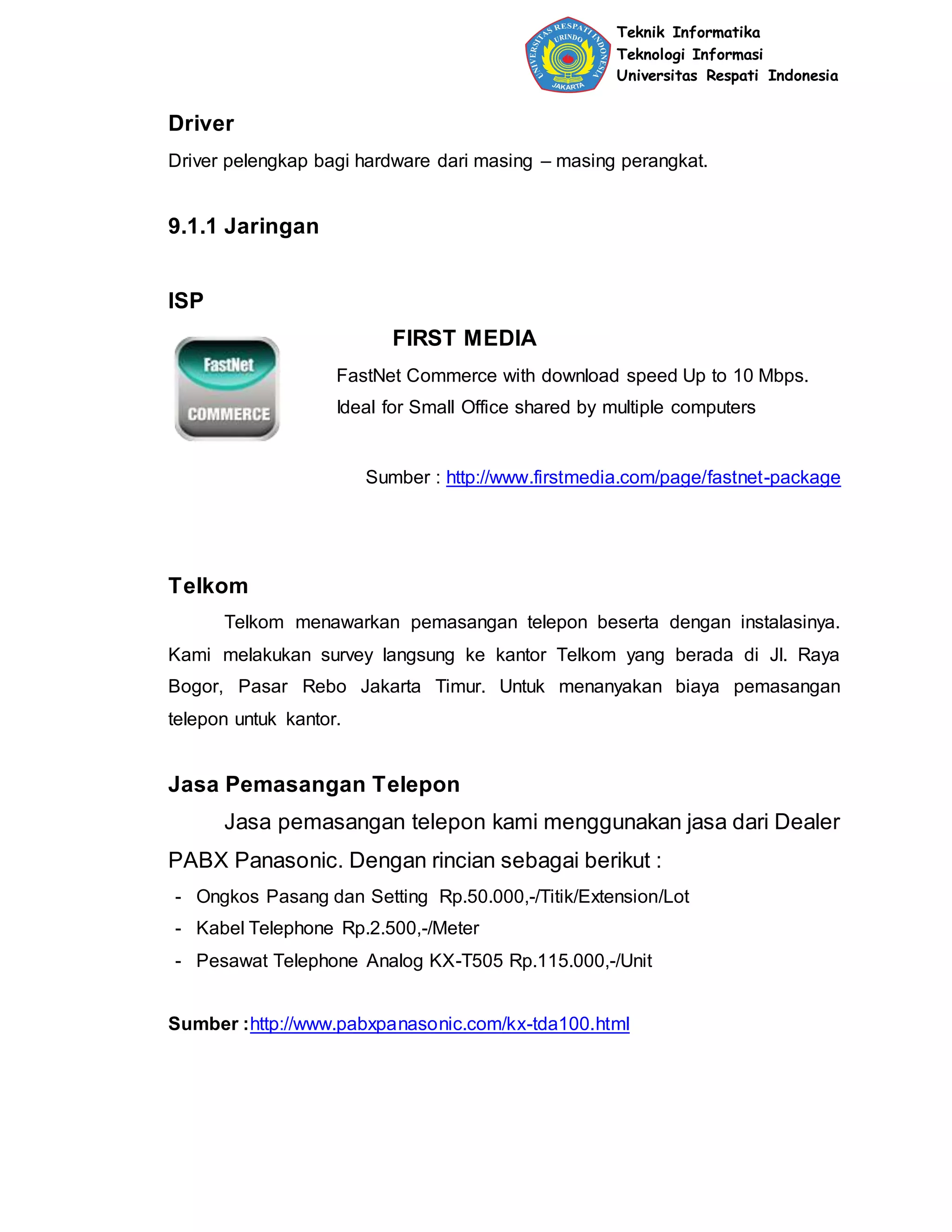 Proposal jaringan komputer | DOCX