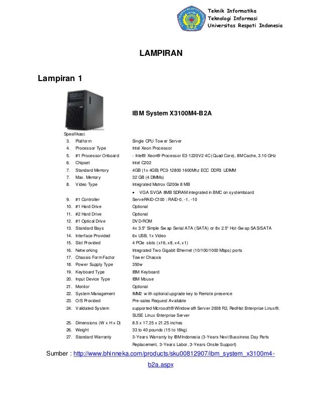 spesifikasi perangkat keras komputer server spesifikasi server ibm x3650 m4