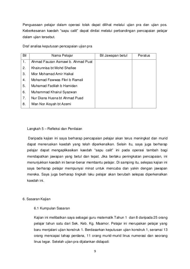 Proposal kajian tindakan matematik tahun 1