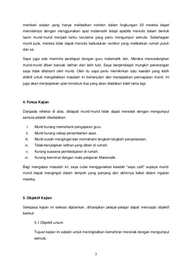 Proposal kajian tindakan matematik tahun1