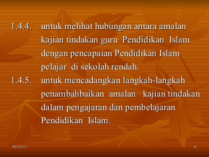 Proposal kajian tindakan pendidikan islam
