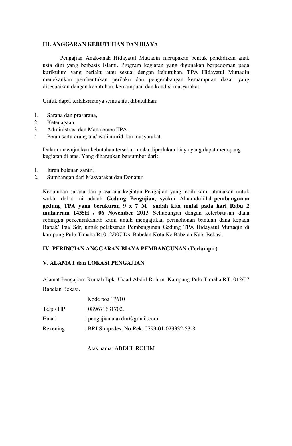 Proposal kegiatan pengajian