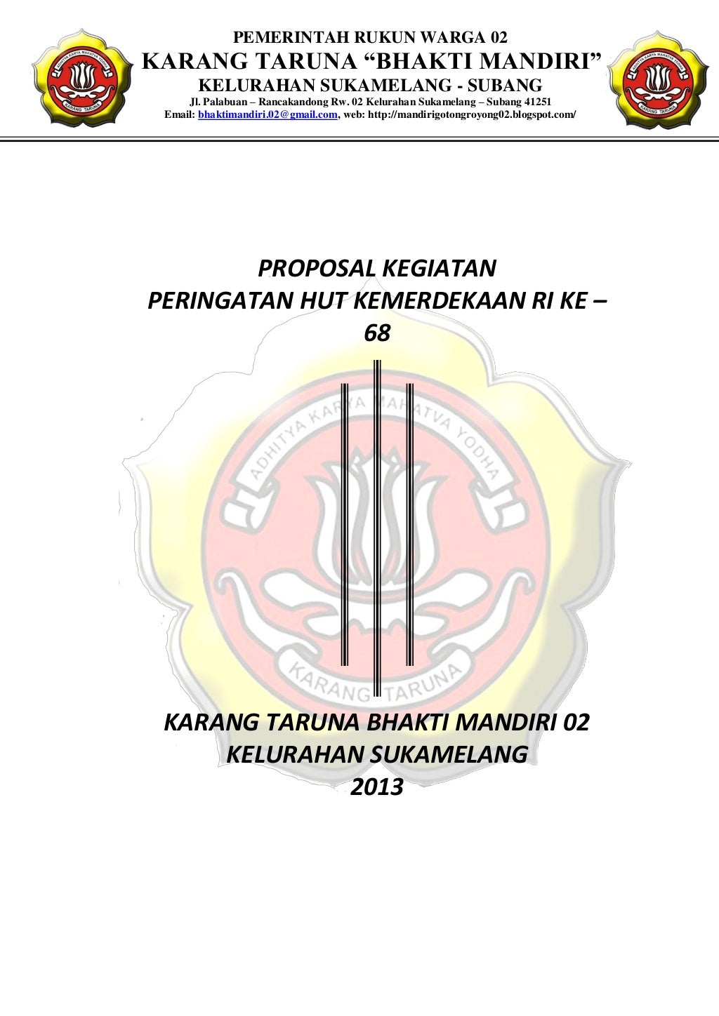 Proposal kegiatan agustusan 2013