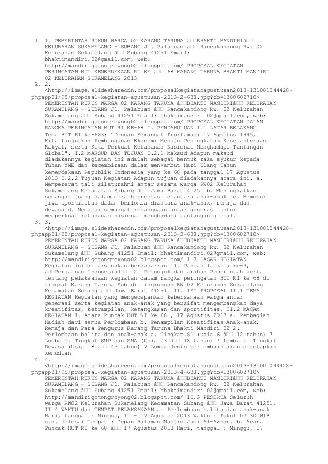 Proposal kegiatan agustusan 2013