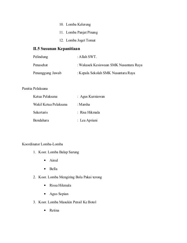 Contoh Proposal Kegiatan Lomba Panjat Pinang  Berbagi Contoh Proposal