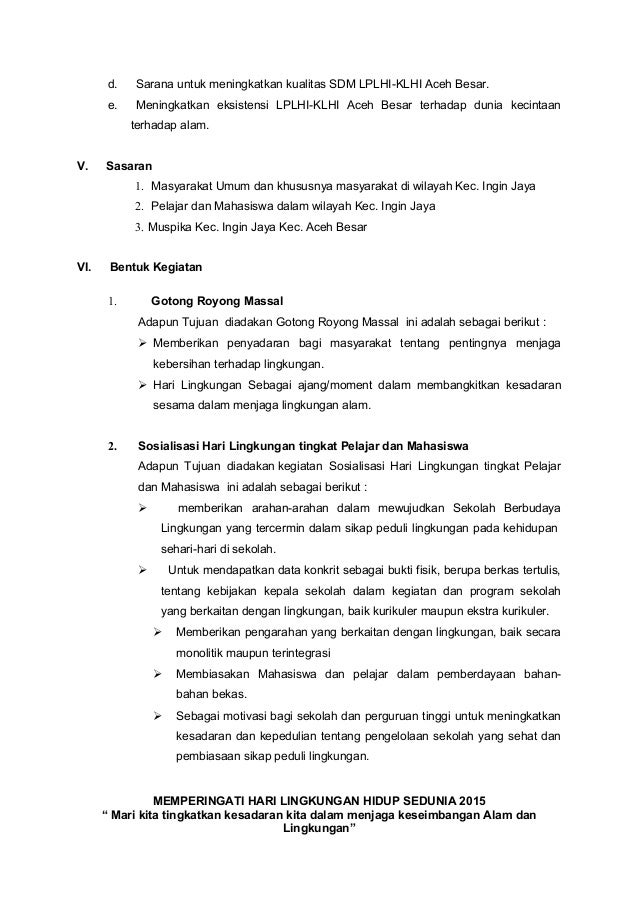 Proposal Kegiatan Hari Lingkungan Lplhi11