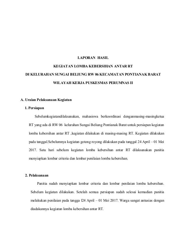 Proposal Kegiatan Lomba Kebersihan Proposal Kegiatan Lomba Kebersihan