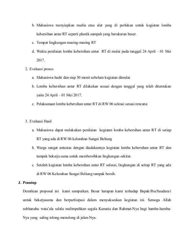 Proposal Kegiatan Lomba Kebersihan