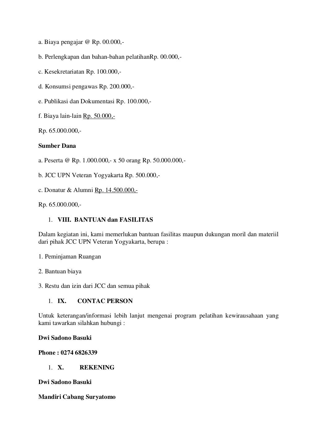 Proposal kegiatan pelatihan kewirausahaan