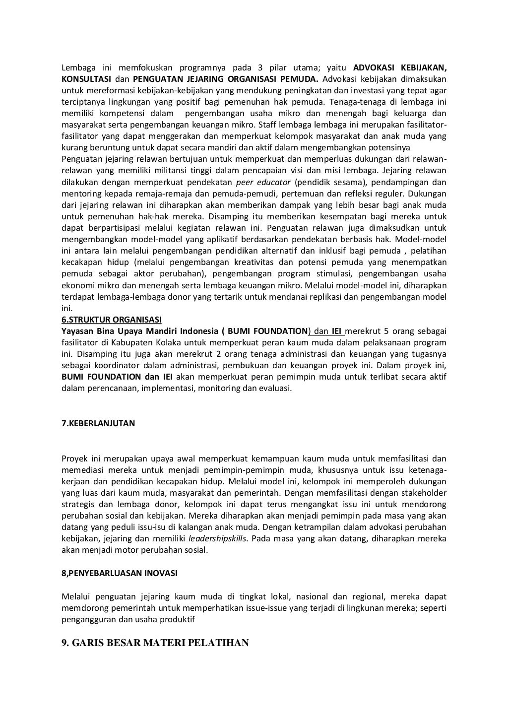 Proposal kegiatan pelatihan kewirausahaan