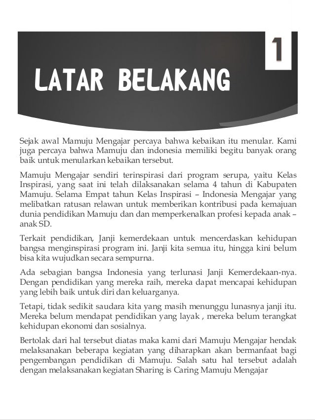 Proposal Kegiatan Sharing Is Caring Mamuju Mengajar