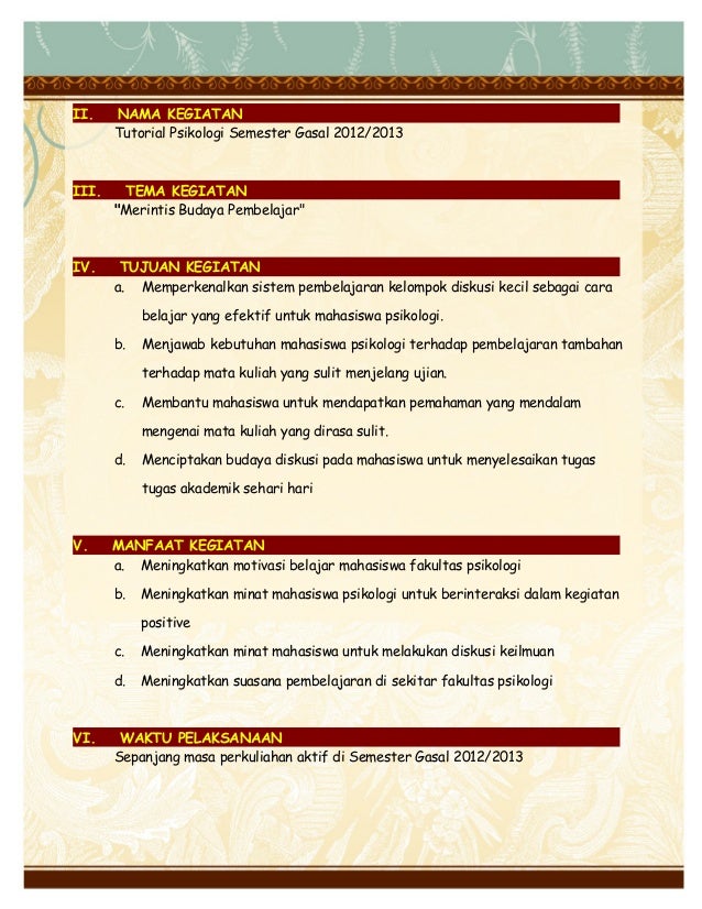 Proposal Kegiatan Tutorial Psikologi