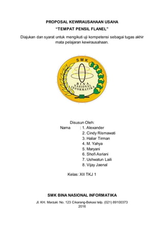 Proposal Kewirausahaan Usaha Tempat Pensil Flanel