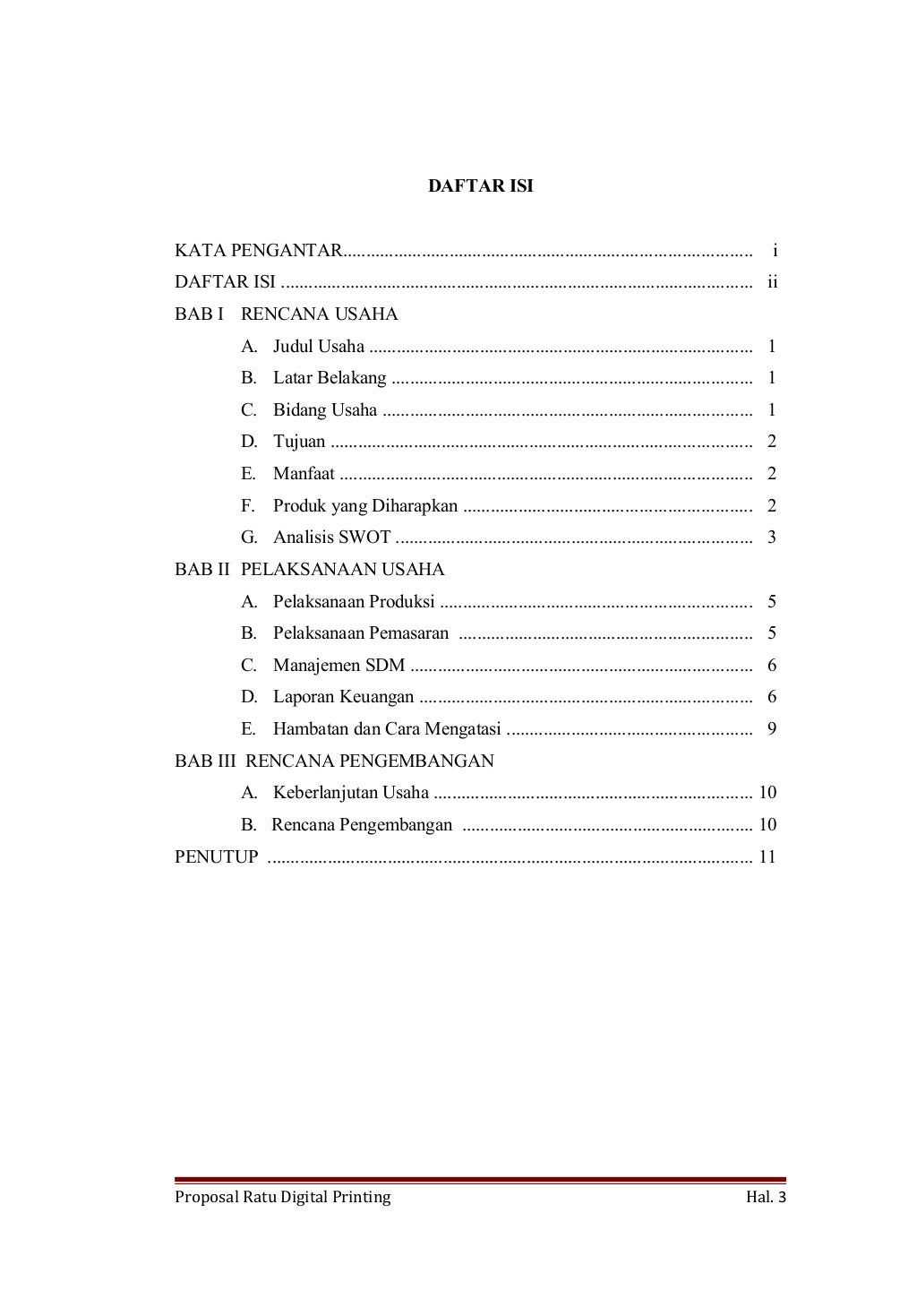 Proposal Perintisan Usaha Ratu Digital Printing