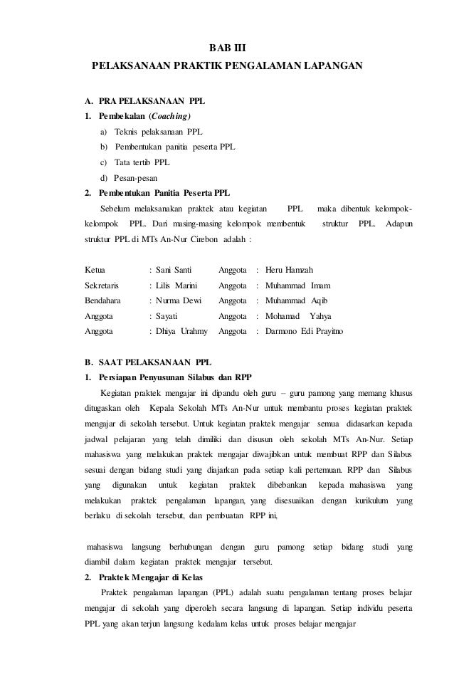 Proposal Laporan Ppl Mts Annur