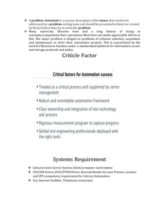 Problem Statement Automation Library Automation | DOCX | Databases | Computer Software and Applications